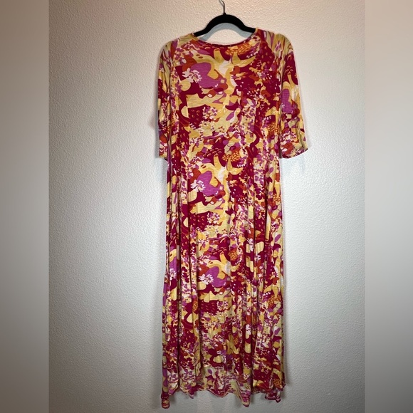 Vintage Canari Cowl Neck Maxi Dress | XL Stretch Floral Boho Lightweight Rayon - Picture 4 of 7